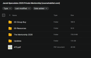 Jacob Speculates 2025 Private Mentorship